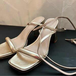 Amazon Metallic Gold Strappy Heels